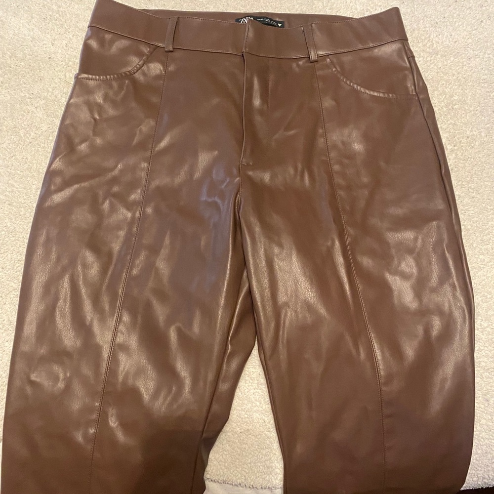 Zara Brown Leather Pants